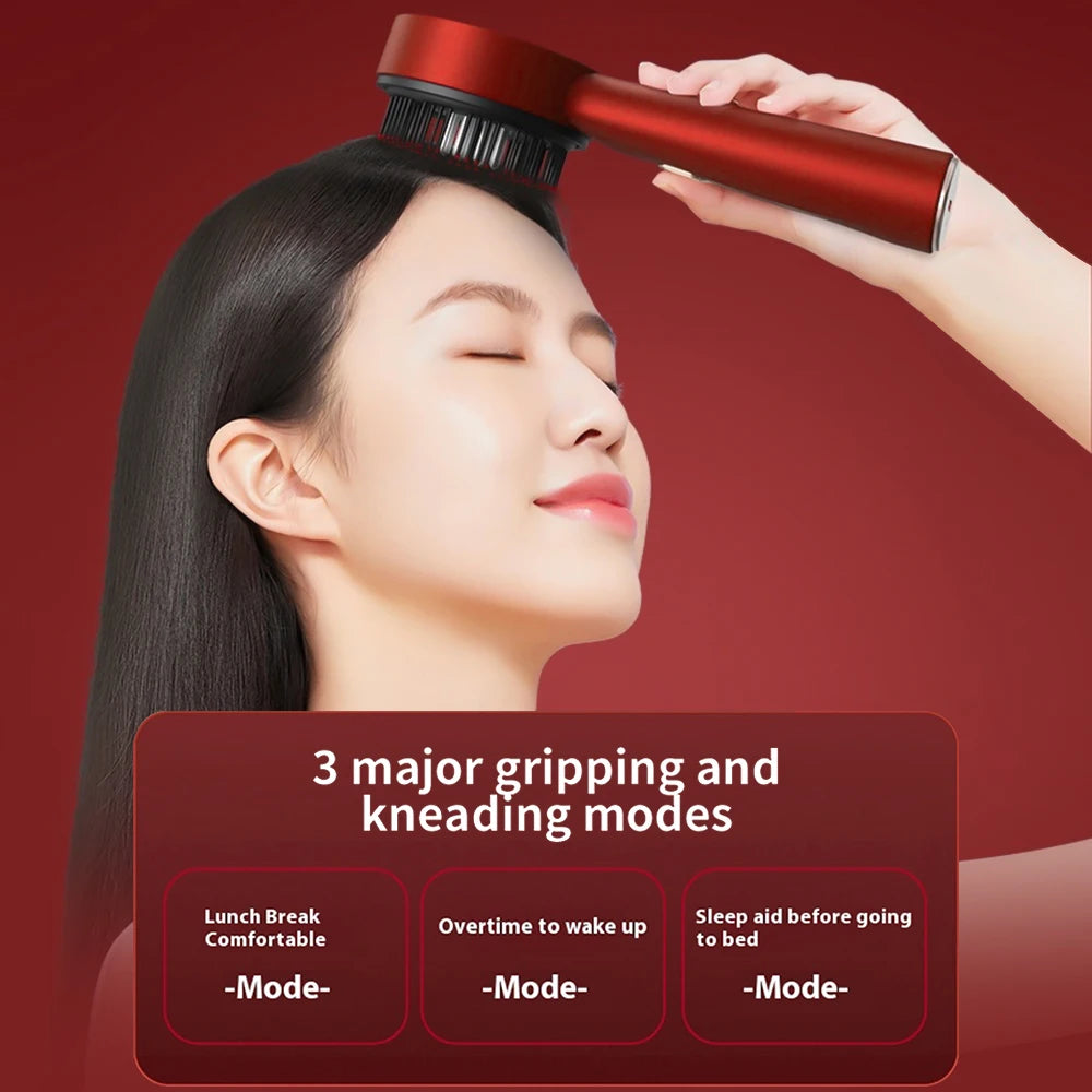 Caia™ 3 Modes Electric Vibration Massage Comb Red Light Hair Growth Massage Scalp Brush Oil Liquid Applicator Head Massager Anti Loss