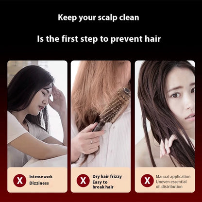 Caia™ 3 Modes Electric Vibration Massage Comb Red Light Hair Growth Massage Scalp Brush Oil Liquid Applicator Head Massager Anti Loss