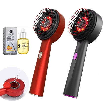 Caia™ 3 Modes Electric Vibration Massage Comb Red Light Hair Growth Massage Scalp Brush Oil Liquid Applicator Head Massager Anti Loss