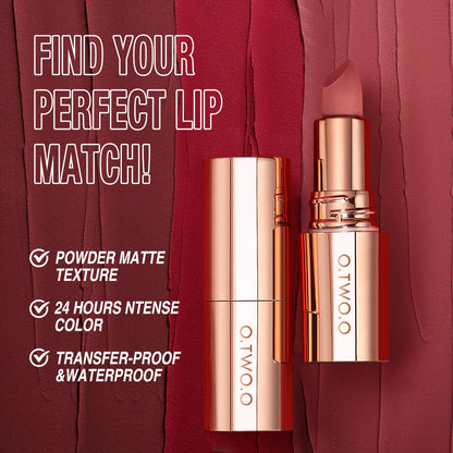 O.TWO.O Matte Lipstick Lip Tint 3 Colors Waterproof Long Lasting Non-stick Cup Sexy Highly Pigmented Velvet Lip Sticks Lip Stain
