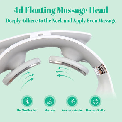 4 Head Neck Massage Machine USB Rechargeable Spine Protection Massager 6 Modes Hot Pressing Massage Machine for Home Office